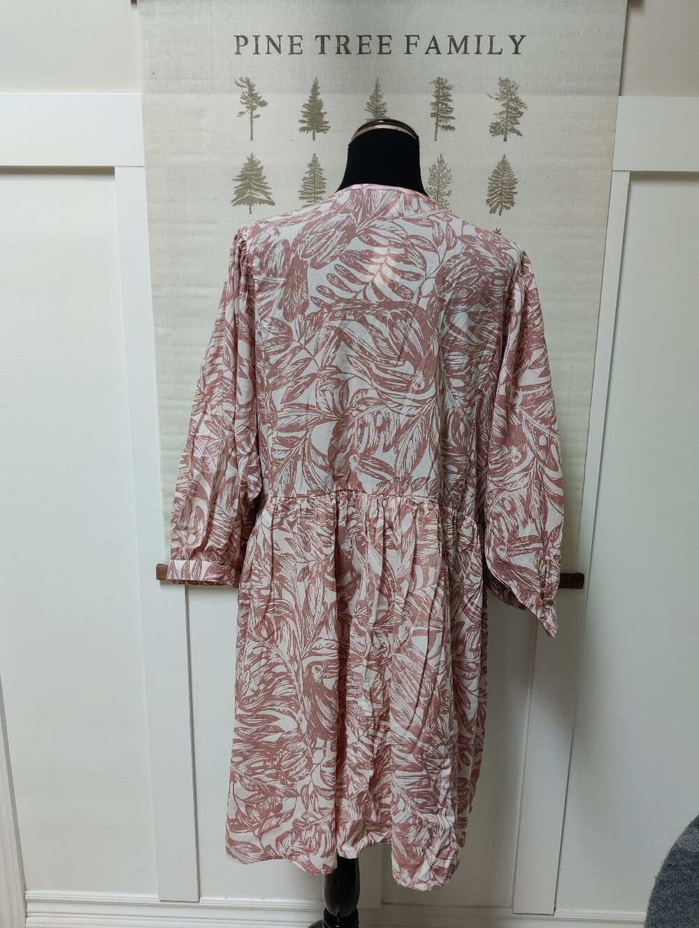 Reitmans x Toni Fifi Tropical Leaf Boho Midi Dress Mauve Pink Plus Size 3X - Picture 4 of 7